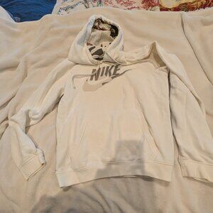 NIke men's hoodie size small cream color with camo detail in swoosh and hood